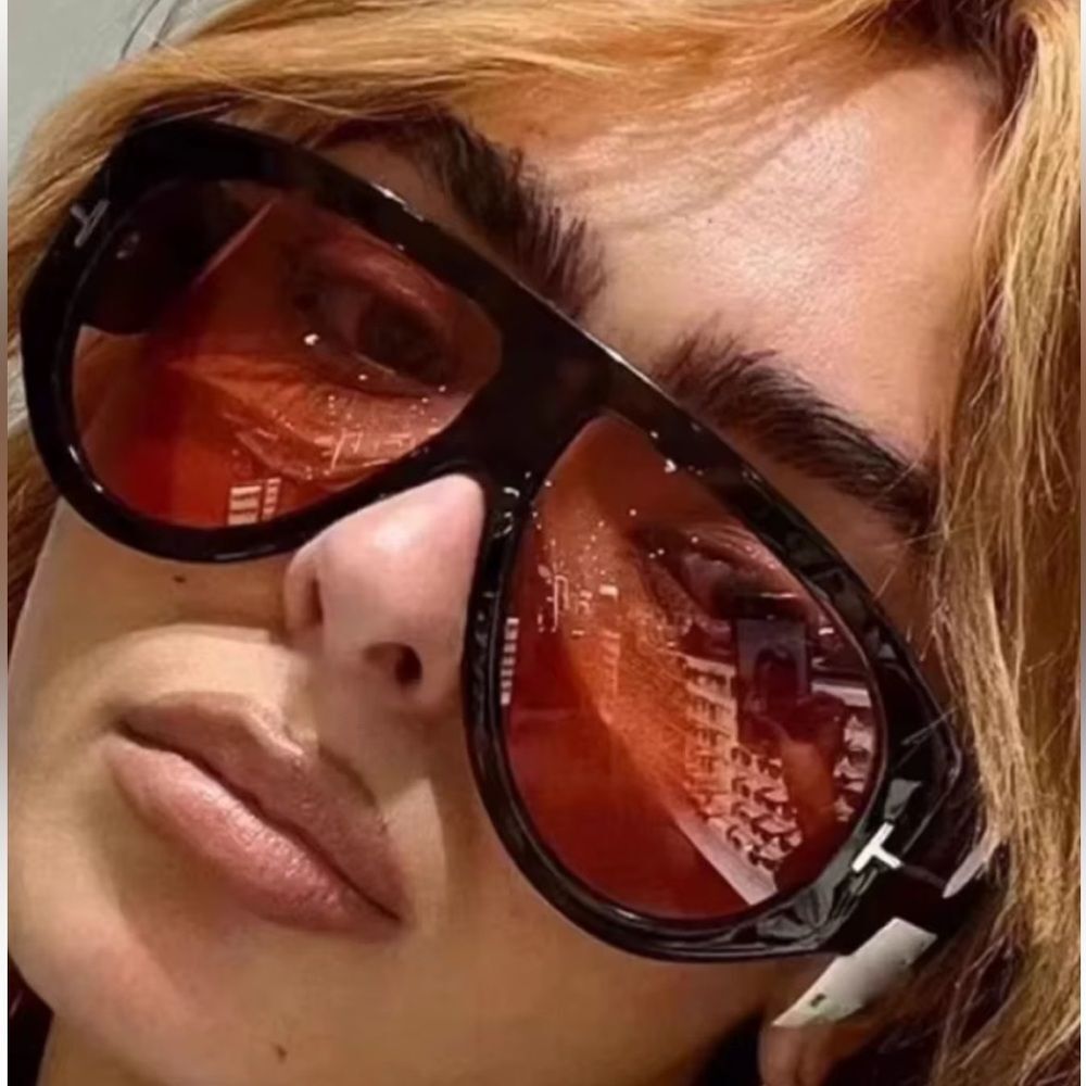 Pilot Sunglasses Bronson Unisex Black Frame Orange Red Lense Oversized Unbranded